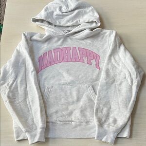 Madhappy Light Gray Hoodie with Pink Logo